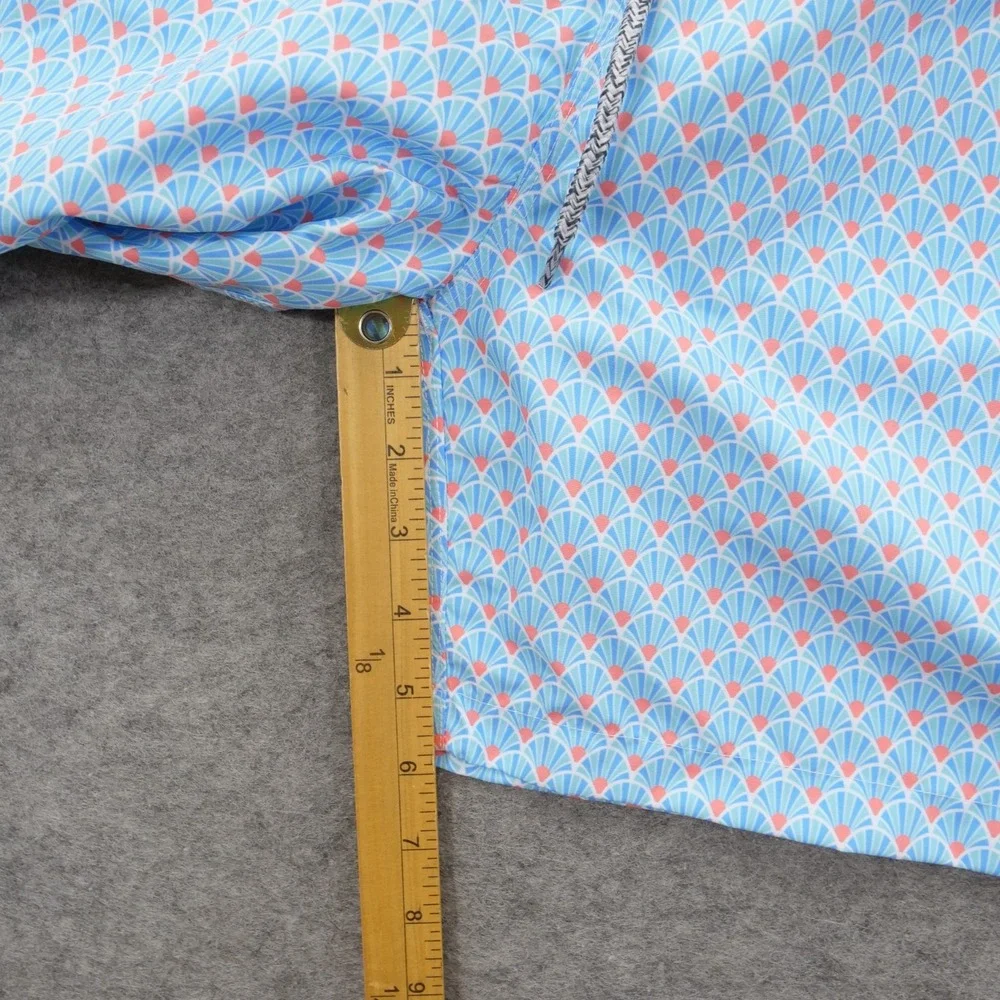 Michaels Swim Trunks Mens Small Light Blue Scallop Fan Print Board Shorts New